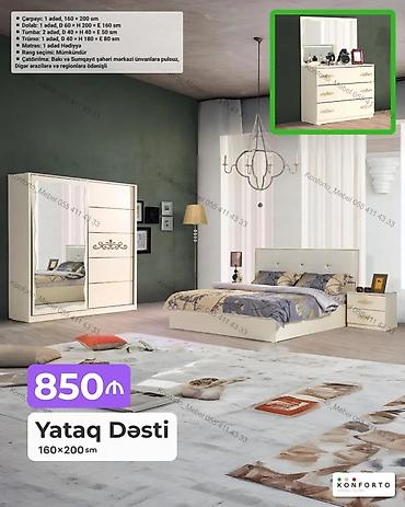 Yataq Dəsti – 160×200 sm Tərkibi: - Çarpayı: 1 ədəd, 160×200 sm - lalafo.az -da Yataq Dəsti – 160×200 sm Tərkibi: - Çarpayı: 1 ədəd, 160×200 sm -