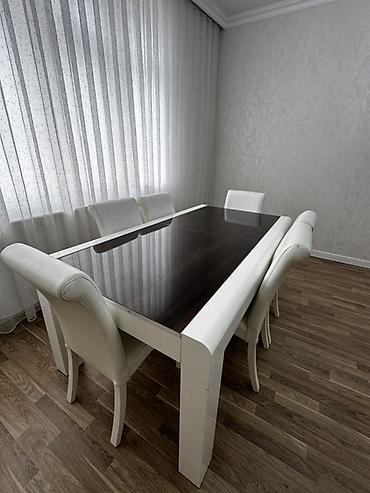 Yemək otağı üçün masa və 6 ədəd stul dəsti - Stil: müasir, minimal