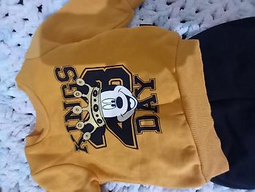 Детская одежда и обувь: Uşaq idman dəsti - İki hissəli: sarı sweatshirt və qara şalvar - — 2