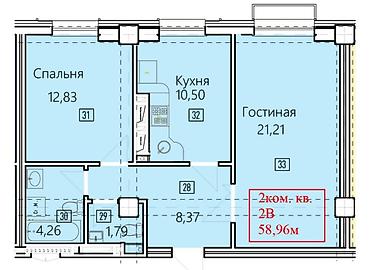 brk group: 2 комнаты, 59 м², Асанбай мкр Элитка, 5 этаж, ПСО (под самоотделку) — 2