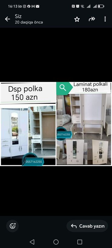 Dolablar: Yeni, 3 qapılı Düz dolab, Dolab-asılqan, Azərbaycan — 6