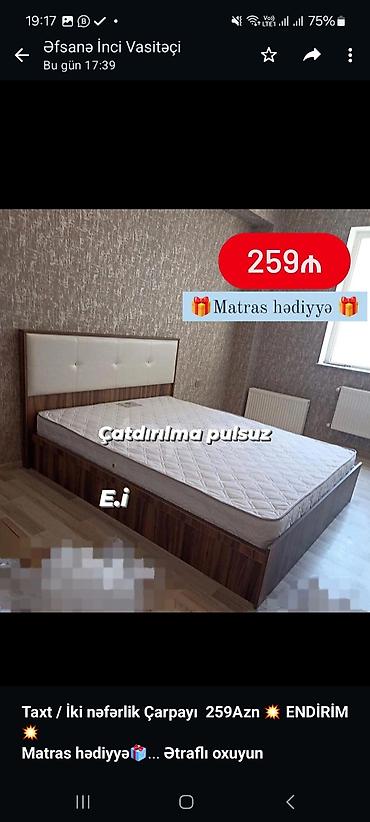 taxt dosəyi: *Taxt / İki nəfərlik Çarpayı 259Azn 💥 ENDİRİM💥* *Matras hədiyyə🎁* — 3