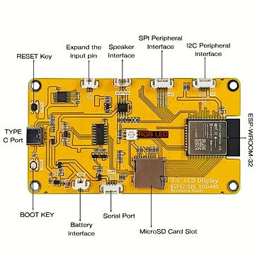 Monitorlar: ESP32-32E əsaslı 3.5" LCD toxunma displeyli inkişaf dəsti — 3