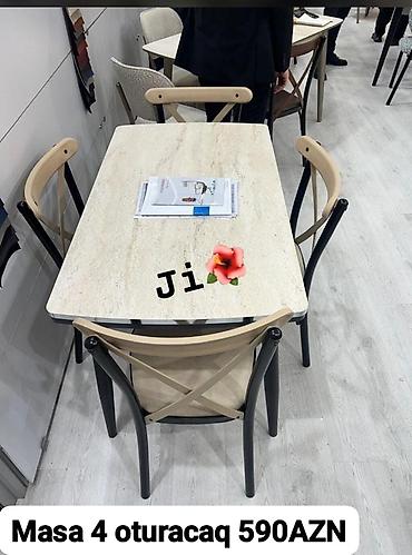 piknik stul: Mətbəx üçün, Yeni, Açılmayan, Dördbucaq masa, 4 stul — 1