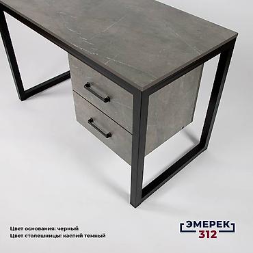 Офисные столы: Стол лофт с тумбой 120х60х75 каспий темный — 3