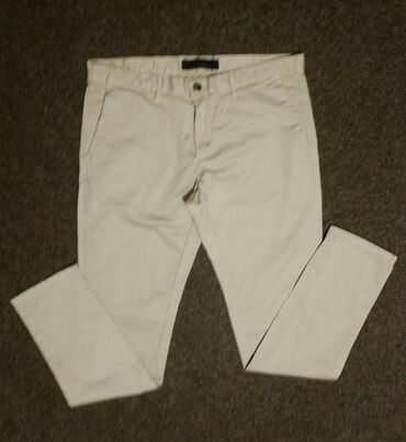 dugačke pantalone: Trousers, L (EU 52), M (EU 50), Zara, Classic, color - White