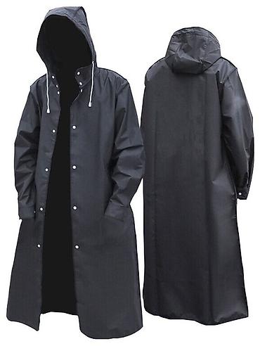 Дождевики: Дождевик-плащ с капюшоном плотнее обычных, черные темно серые и белые — 1