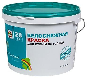 водоэмульсионные краски: Краска белоснежная «Радуга 28 ВД» для стен и потолков - Тип — 1