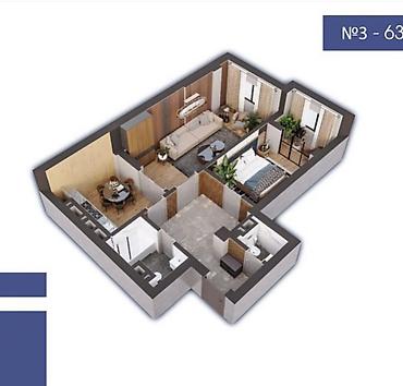 копер: 2 комнаты, 63 м², Нижний Джал (Джал-23) Элитка, 12 этаж, ПСО (под самоотделку) — 2