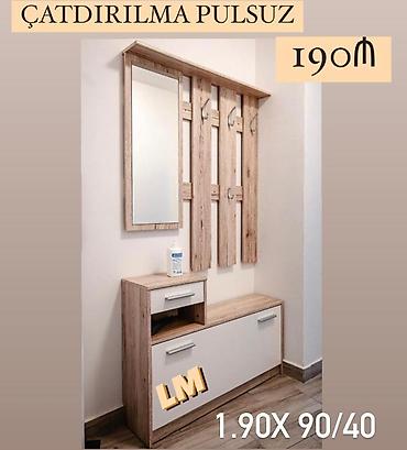 otaq qapi: Dəhliz üçün şkaf və askılıq dəsti - Material: taxta teksturalı — 1
