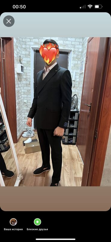 мужской льняной костюм: Костюм L (EU 40), цвет - Черный