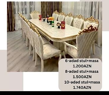 carpayı divan: Qonaq otağı üçün, Yeni, Açılmayan, Dördbucaq masa, 6 stul — 9