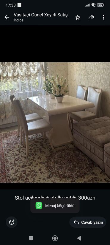 Ev üçün mebel: Qonaq otağı üçün, İşlənmiş, Açılan, 6 stul