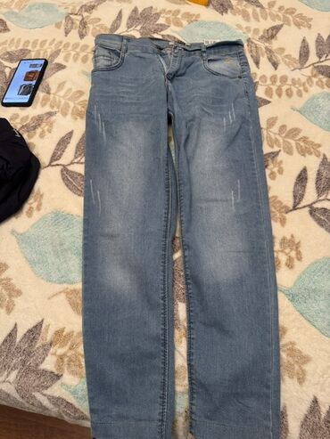 белые детские сарафаны: Uşaq cins şalvarı – SZG brendi - Rəng: açıq mavi (yuyulmuş effekt və