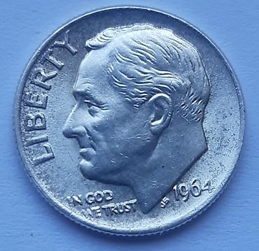 Numizmatika i filatelija: Američka srebrna kovanica Roosevelt Dime – godina 1964. - Apoen: One — 1