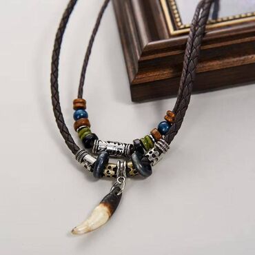 Ogrlice: Ogrlica sa priveskom, Handmade, Materijal: Koža — 9