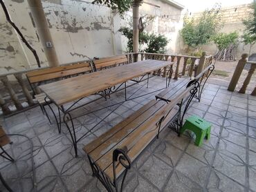 Digər mebel: Həyət masa skamya dəsti Ölçülər : Masa 70x250 sm (hündürlük 80sm)