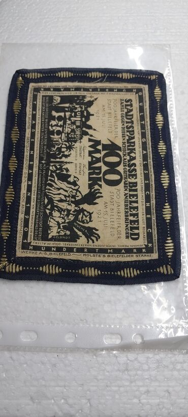Numizmatika i filatelija: Bielefeld tekstilni notgeld – 100 Mark, 1921. - Originalni „Notgeld“ — 9