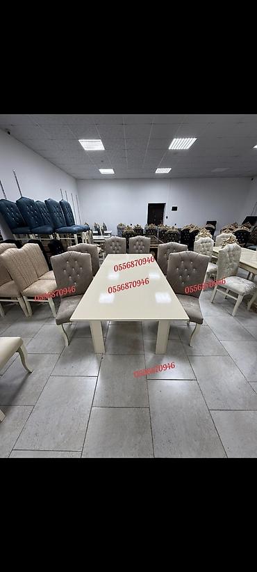 ders masa: Qonaq otağı üçün, Yeni, Açılmayan, Dördbucaq masa, 6 stul — 7