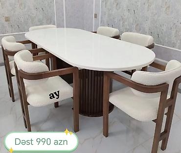 Mətbəx/Qonaq otağı üçün yemək dəsti - Komplekt: oval masa + 6 ədəd