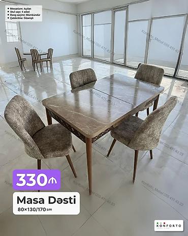Məhsul: Masa Dəsti Xüsusiyyətlər: - Ölçü: 80×130/170 sm (açılan