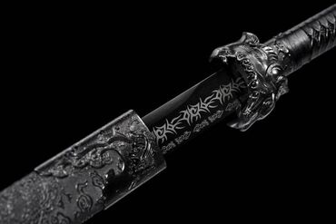 нож штык: Катана Меч Катана с уникальным дизайном Тигра,На конце рукоятки хвост