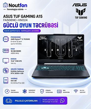 Yeni ASUS TUF Gaming, 15.6 ", AMD Ryzen 5, 512 GB, Ünvandan götürmə