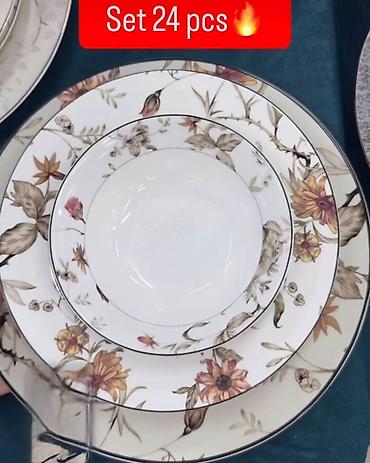 Set tanjira – 24 delova - Elegantni porculanski set sa floralnim