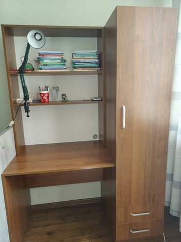 книжный шкаф: Продам 2 подростковых уголка (шкаф с вешалкой,, письменный стол с