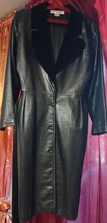 Women's Pants: Saint Laurent qadın dəridən paltar/kaban - Material: qara təbii dəri