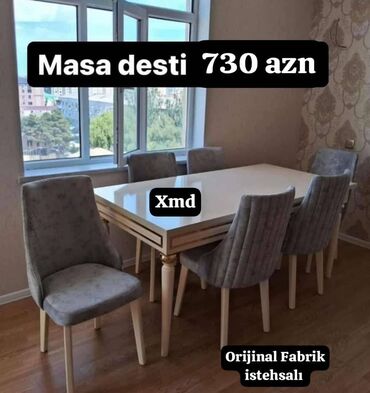 bez dəyişmək üçün stollu komod: Qonaq otağı üçün, Yeni, Açılan, Dördbucaq masa, 6 stul, Azərbaycan