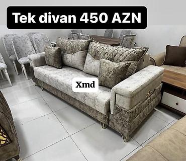 Divanlar: Tek divan – 450 AZN - Müasir dizayn: dərin kapitone tikişlər, qızılı — 9