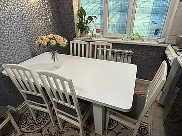 Кухонный стол и стул, Б/у, Самовывоз, цвет - Белый