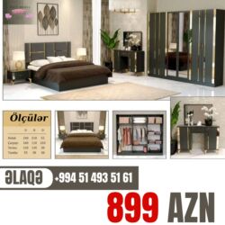 Yataq otağı dəstləri: 2 təknəfərlik çarpayı, Dolab, Tumba, 2 tumba, Azərbaycan, Yeni — 30