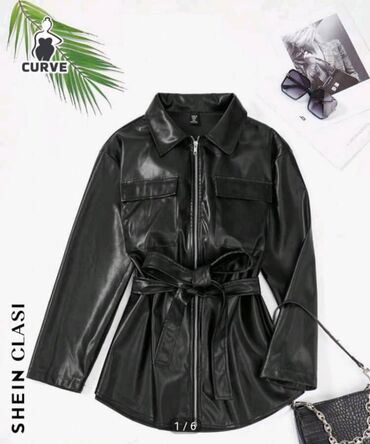 Кожаные куртки: Кожаная куртка, Классическая модель, Эко кожа, Оверсайз, XL (EU 42)