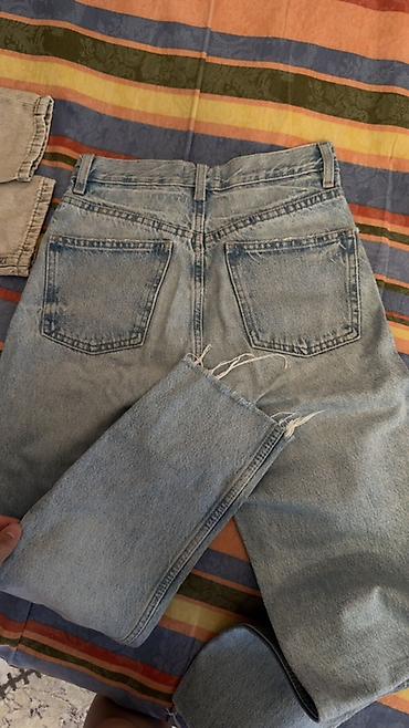 zara bot: Zara denim cins şalvar - Model: düz kəsim, yüksək belli - Rəng: açıq — 2