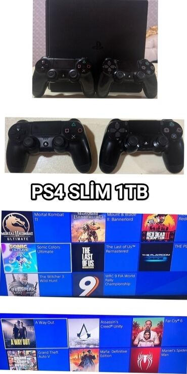 PS5 (Sony PlayStation 5): PS4 SLİM 1TB 2.ƏDƏD PUNT İLE 13 OYUN DAXİLİNDƏ