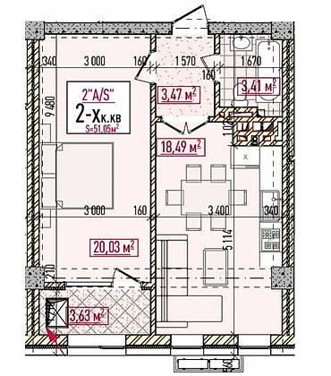 нова гранд бишкек: 2 комнаты, 51 м², Технопарк Элитка, 10 этаж, ПСО (под самоотделку) — 2
