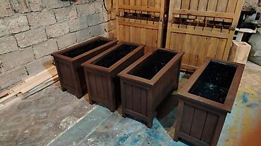 Bitkilər üçün dibçəklər: Taxta dekorativ gülbəçələr / bağ qutuları - Material: keyfiyyətli — 4