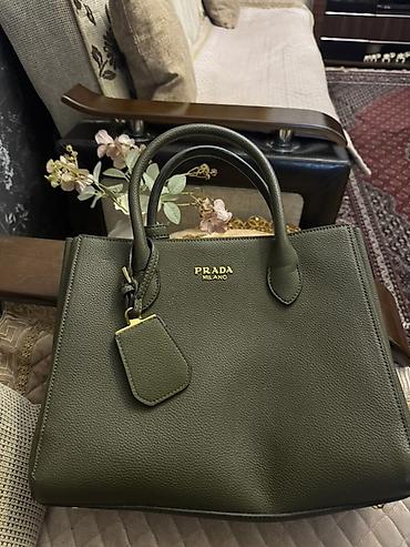 fendi cantalar: Prada Milano qadın çantası - Rəng: zeytun-yaşıl - Material — 1