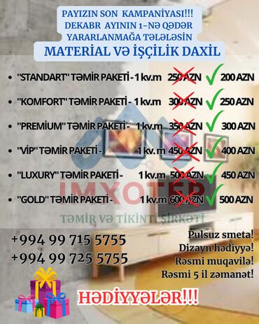 Təmir işləri: PAYIZIN SON KAMPANİYASİ!!! Hər büdcəyə uyğun təmi̇r — 1