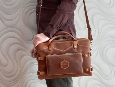 Noutbuklar üçün örtük və çantalar: Natural dəri portfel Dəri Portfel 100% Əl işi təbii Dəri çanta. Təbii — 7