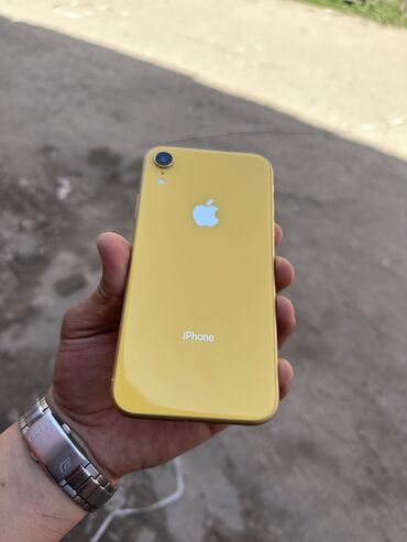 Apple iPhone: IPhone Xr, Б/у, 128 ГБ, Желтый, Защитное стекло, 79 %