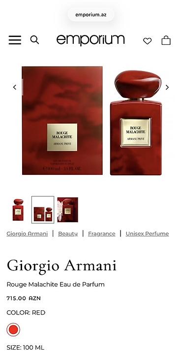Gözəllik və sağlamlıq: Giorgio Armani – Rouge Malachite Eau de Parfum (Unisex). Emporiumdan — 1
