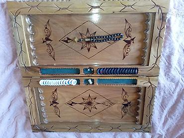 şaxta baba oyunu: Əl işı taxta tavla dəsti - Material: keyfiyyətli bərk ağac, parlaq — 5