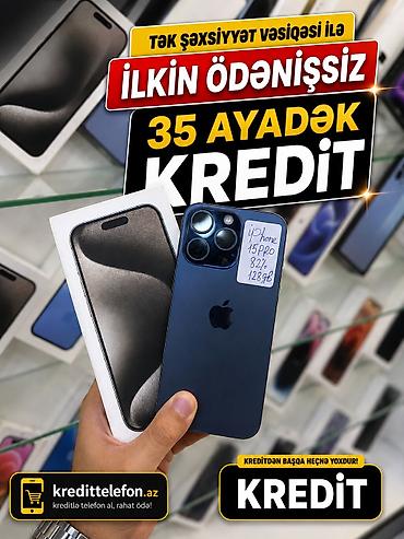 i̇phone pro: IPhone 15 Pro, Blue Titanium, Zəmanət, Kredit, Simsiz şarj — 1