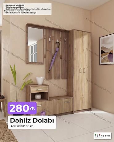 Dəhliz Dolabı – 40×200×160 sm - Rəng seçimi: mümkündür - Material: 18 — 1