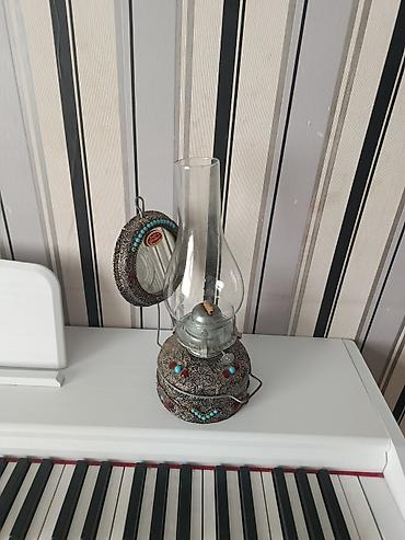 antika şamdanlar: Şamdanlı neft lampası (kerosin çırağı) – dekorativ, əl işləri ilə — 2