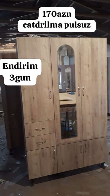 Dolablar: Yeni, Kupe, 3 qapılı Düz dolab, Qarderob, paltar dolabı, Azərbaycan — 3