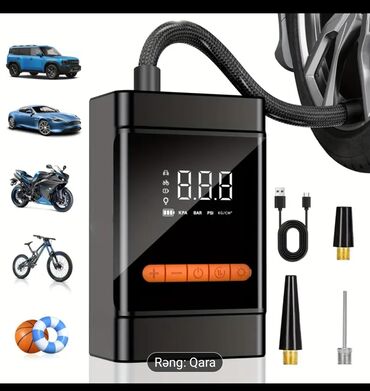 автомобильный компрессор: Hava Kompresoru, Təkər Şişirici, 150PSI. Yenidən Şarj Edilən Batareya
